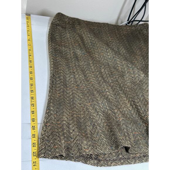 Oscar de la Renta Skirt Womens 16 Brown A-Line Tweed Career Classic Work Church - Picture 7 of 7
